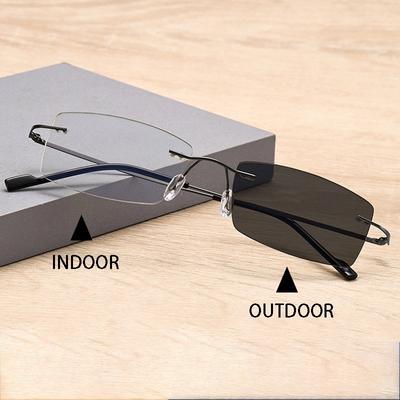 Ultralight Rimless Square Computer Glasses Women Men Fashion Trend Anti Blue Light Flat Lens Vintage Business Eyeglasses
