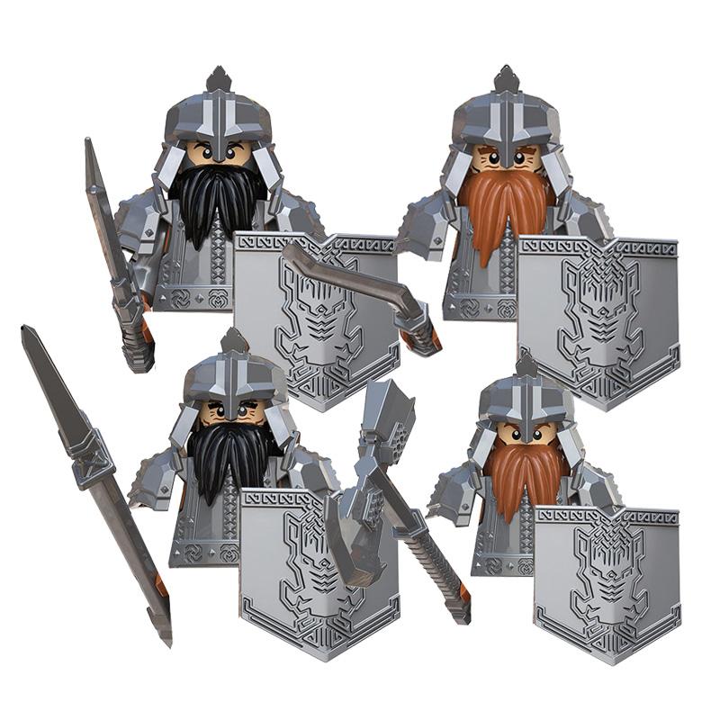 Mittelalter Herr der Ringe Durins Volk Zwergenkrieger Antike Militärsoldaten Figuren Ausrüstung Waffe Bausteine Spielzeug