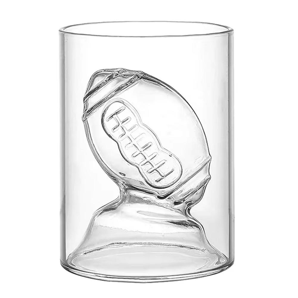 Creative Clear Glass Cup 3D Rugby/Golf Ball Shape Whiskey Beer Cup Mini Whisky Dispenser Drinking