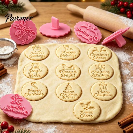 Holiday Dessert Molds 11Pcs Christmas Cookie Cutter Set, Gingerbread Man Press Mold with Easy Dough for Cookies Greetings, Plastic Fondant Biscuit