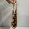 2025 Fashion Weaving Side Line Leopard Women Handbags Luxury Designer Lady Chain Crossbody Bags Travel Vacation Messenger Bag