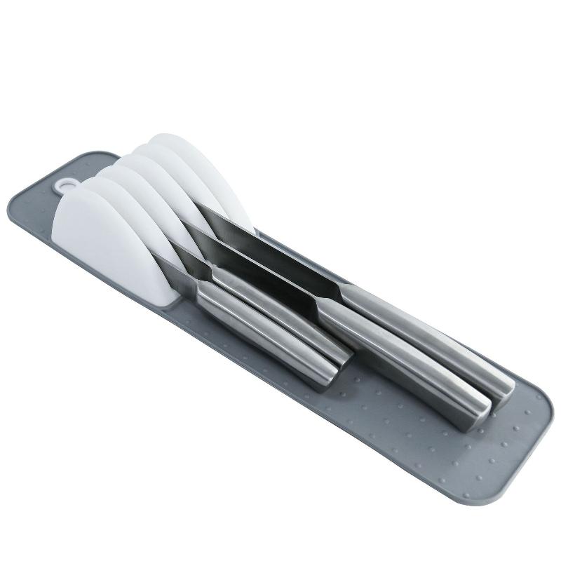 Premium Messerhalter Organisation Soft-Grip 5/11 Schlitze Große Messerunterlage Rutschfest Küchenschublade Messerorganisation Heimwerkzeuge