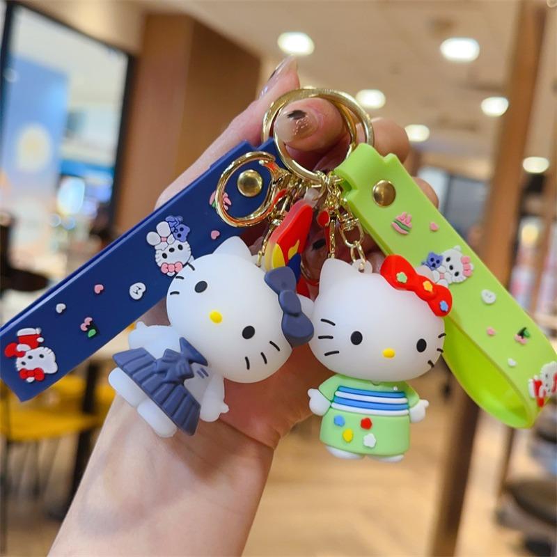1 PC Cartoon Anime KT Cat Plush Toy Keychain, Bag Pendant, Car Key Ring Creative Gift, Suitable As a Gift for Friends