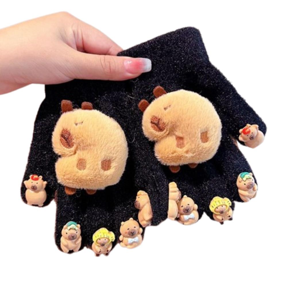Keep Warm Cartoon Capybara Gloves Cute Winter Children Gloves Kawaii Kids Warm Mittens  Outdoor
