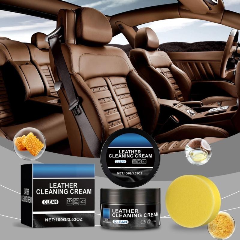 Gentle Leather Cleaner Paste Auto Interior Leather Cleaner with Natural Ingredients 100g Capacity for Delicate Surfaces