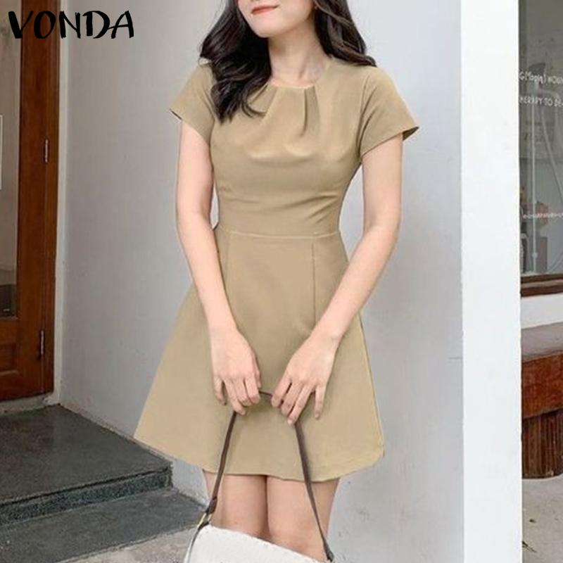 

VONDA Летнее женское короткое платье с коротким рукавом и талией