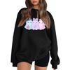 Women's Color Neck Long Sleeve Loose Fit Sweatshirt with Halloween Print