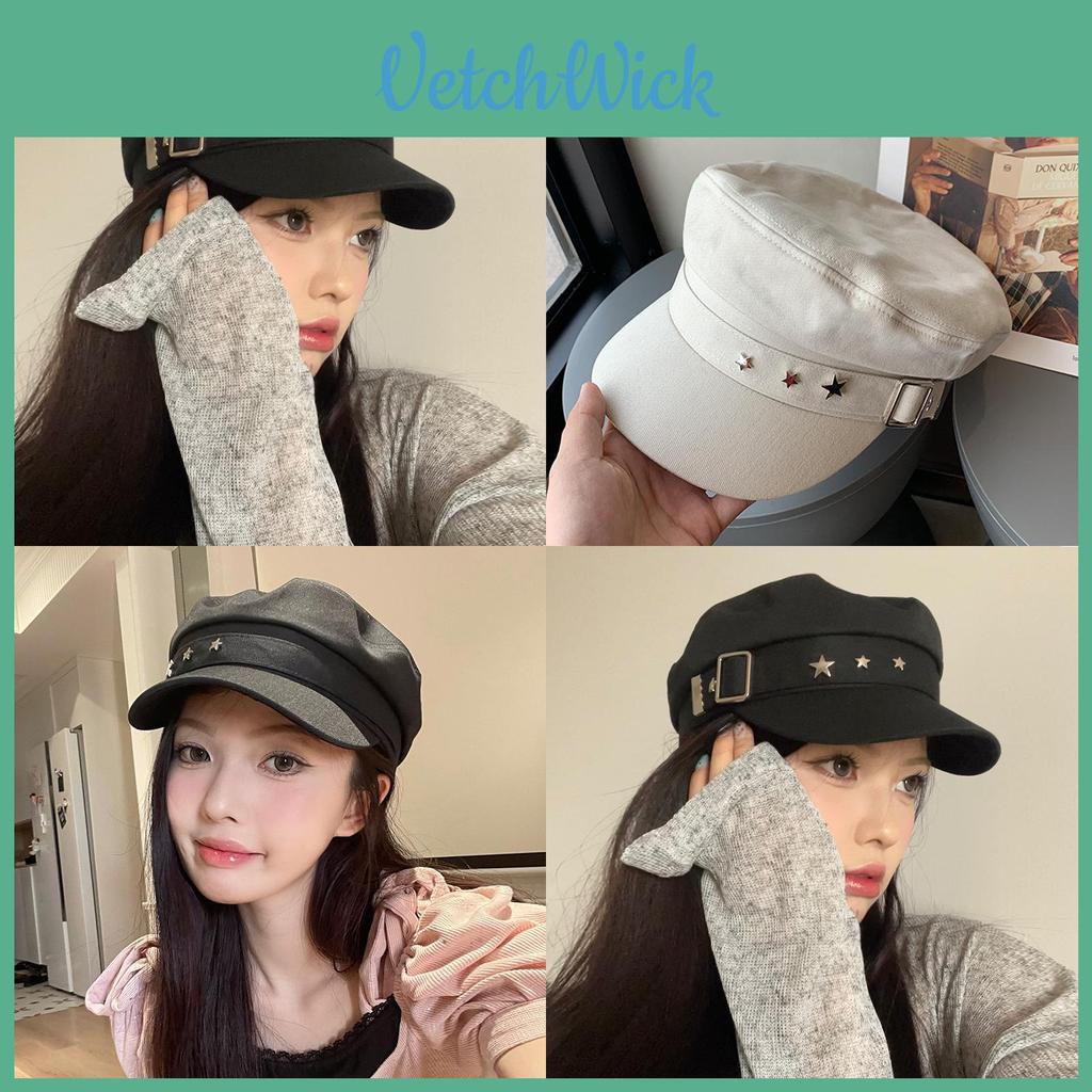 Stylish 2024 Black And Beige Beret Hat For Women With Embroidery And Casual Design