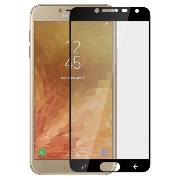 Verre trempé couverture complète impression de soie noir pour votre samsung galaxy a6 plus 2018