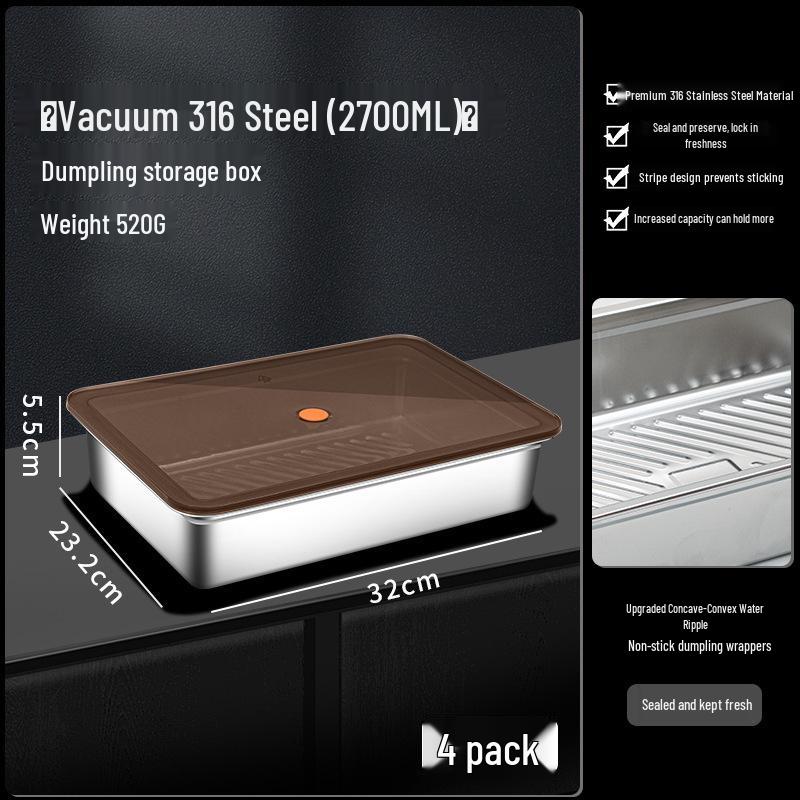 Stainless Steel Sealed Storage Box with Lid for Dumplings