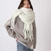 Mohair Winter Cashmere Scarves Tassel Long Shawl Simple Plaid Wool Scarf  Girl