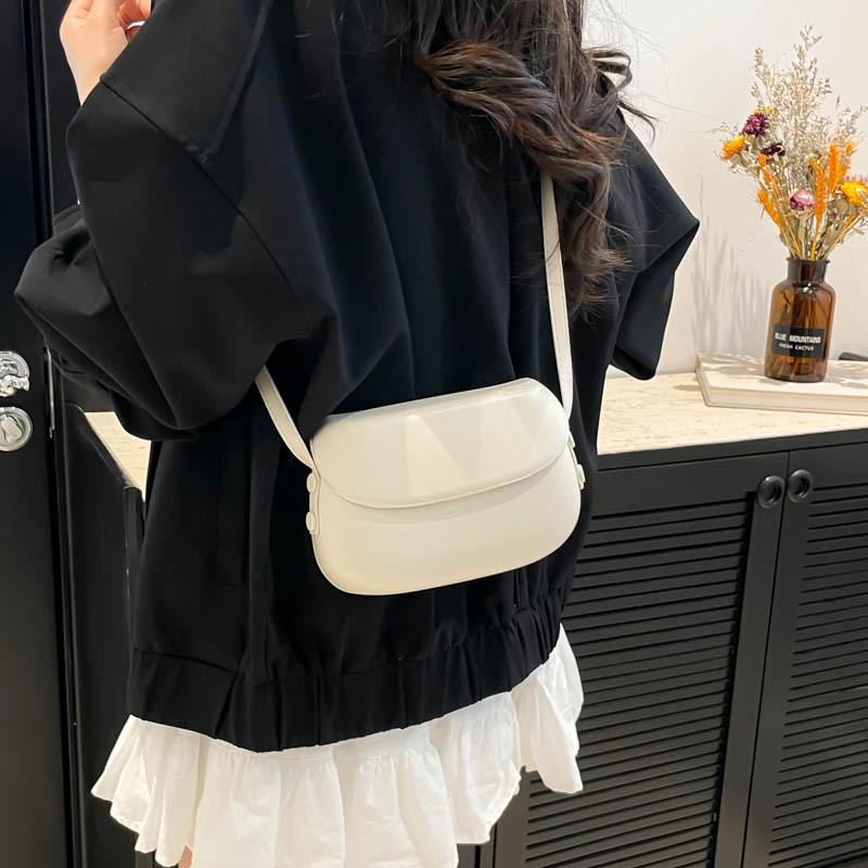 Retro Simple Pu Shoulder Saddle Bags for Women Versatile Ladies Crossbody Bag Purse Clutch Solid Color Female Phe Handbags