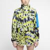 Nike X Off-White Jachetă de exterior pentru femei cu glugă detașabilă, cu imprimeu tie-dye, galben fluorescent CK4808-702