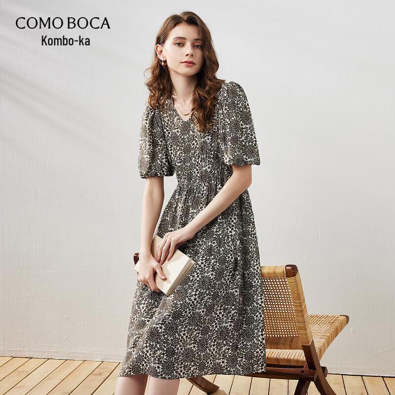 

Komomoboka Retro Floral Silk Dress M