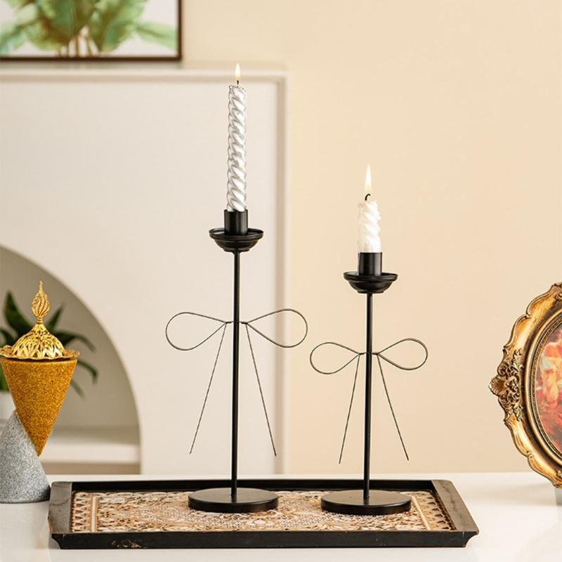 Decorative Candle Stands Iron Taper Candle Holders Bowknot Candlestick Holders for Wedding,Dinning,Party Decorations