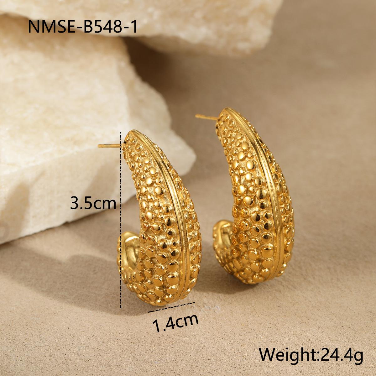 GEMCHIC Women s Fashion Textured Gold Plated Stainless Steel Hoop Earrings Geometric Arc Drop Jewelry 18K