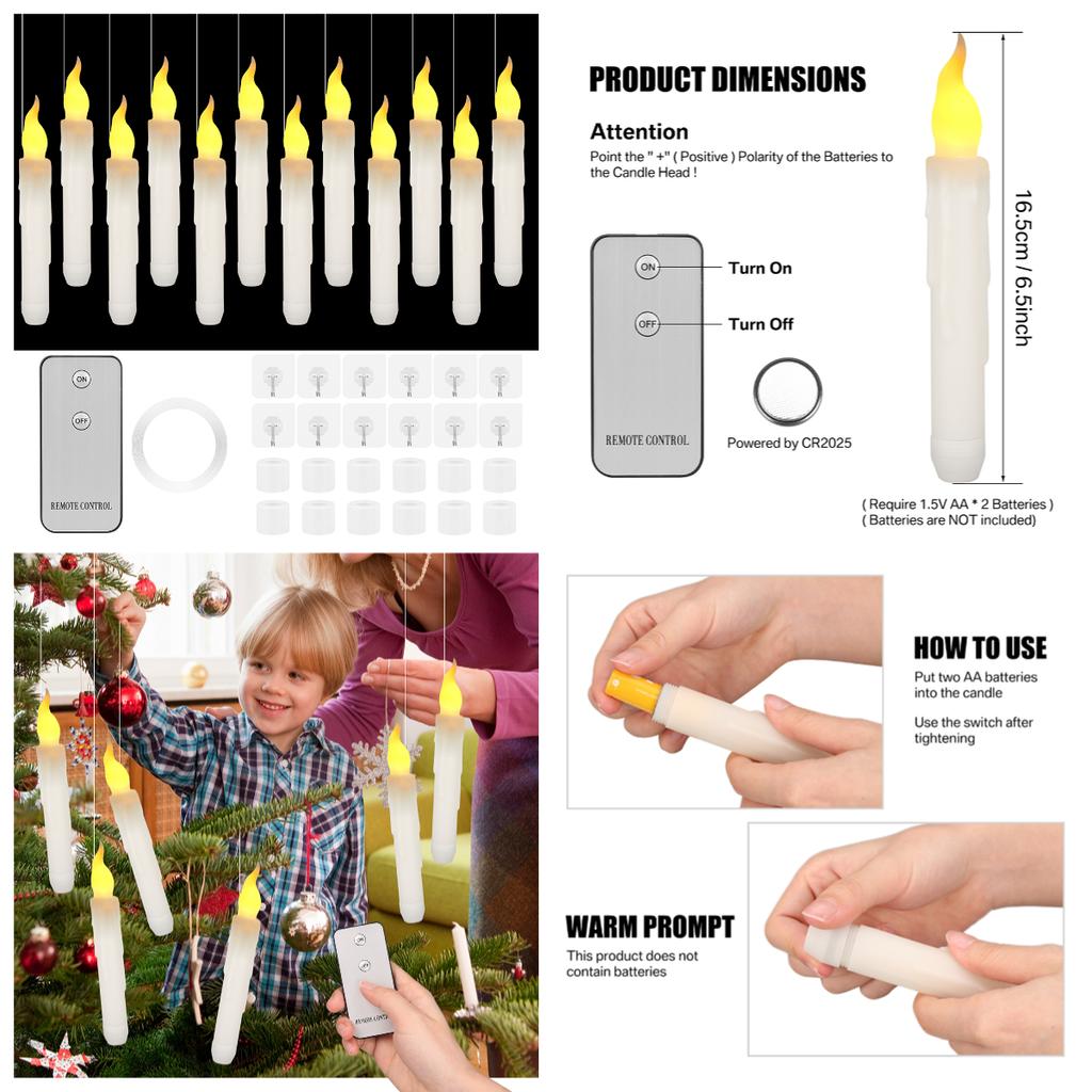 Flameless Taper Candles with or without Remote Control Battery Operated Taper Candles Flickering LED Candlesticks for Halloween