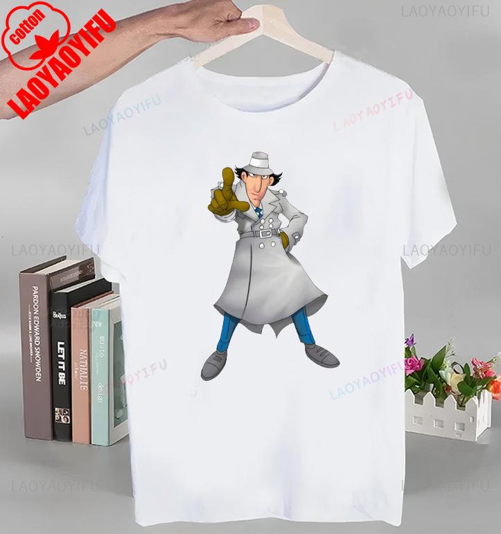 Koszulka z nadrukiem Animowany Inspektor Gadżet Topy Animowany Inspektor Gadżet T-shirt Krótki rękaw Okrągły dekolt