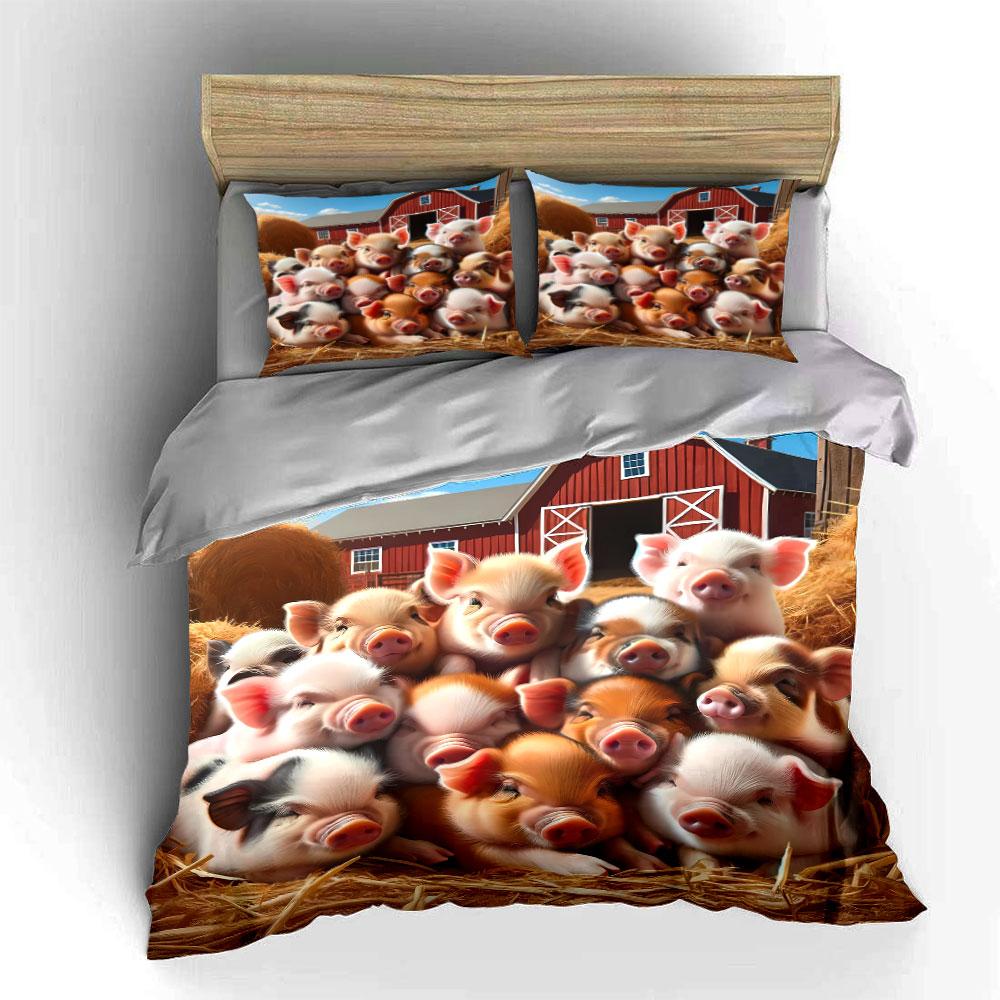 Piglets and barn design. Bedding sets Duvet cover sets Duvet covers Pillowcases(1 * Duvet Cover 2 * Pillowcases without duvet insert)