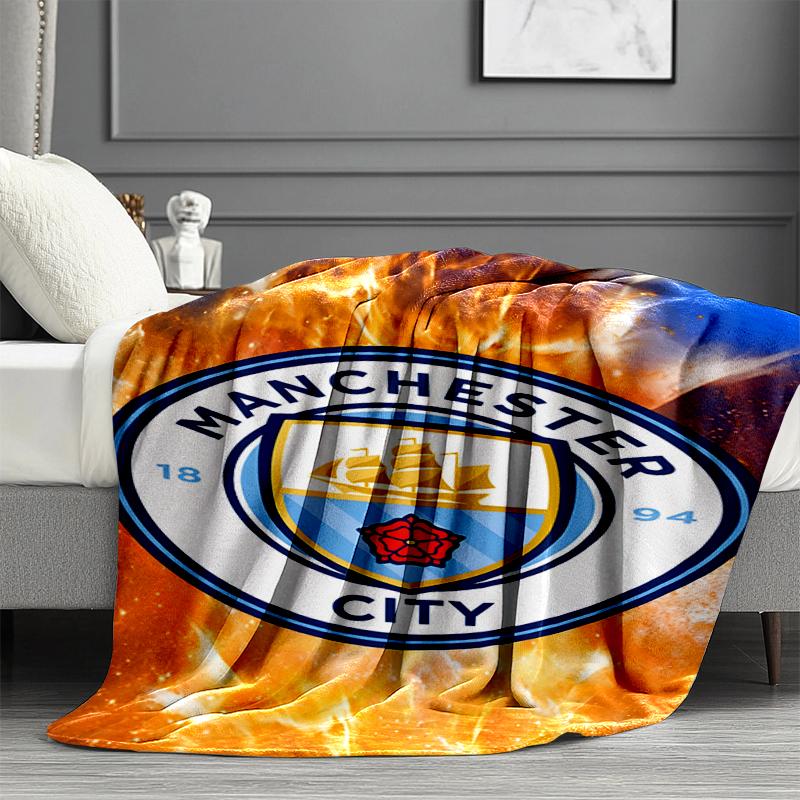 Manchester City FC Print Blanket - Soft & Comfortable, for Bedroom, Travel, Sofa, Home Decoration - Birthday Christmas Gift for Friend