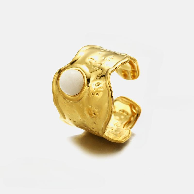 

1 шт. трендовое регулируемое кольцо из нержавеющей стали с натуральным камнем, металлическое широкое кольцо, гипоаллергенное, подвеска, ювелирные изделия оптом 2025 г.