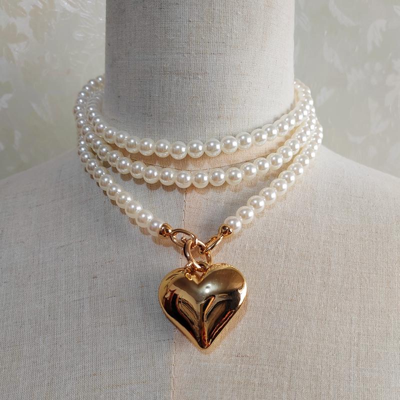 Korean Statement Pearls Long Necklace For Women Personality Chains Big Pendant Collares Jewelry
