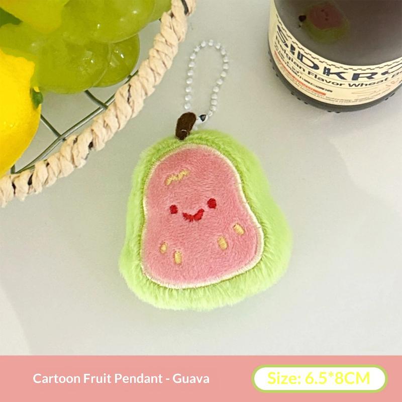Cute Soft Plush Fruit Pendant Keychain Cartoon Durian Strawberry Portable Hanging Rope Backpack Decoration Keychain Gift A