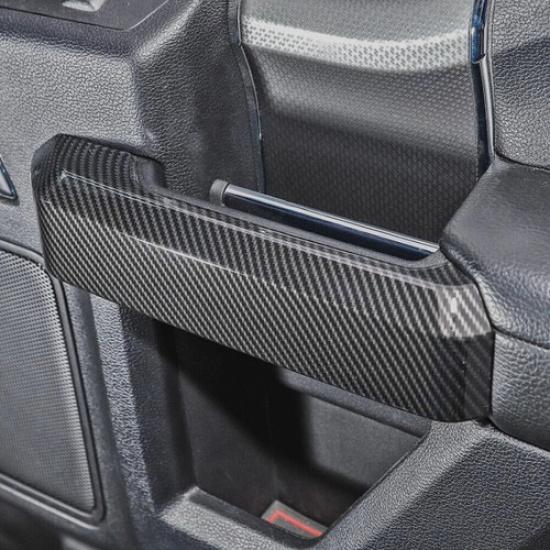 For 2015- Ford F150 F-150 Carbon Fiber Interior Door Handle Frame Cover Trim