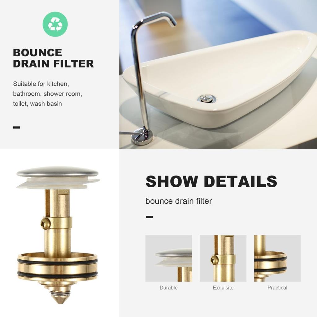 Gadpiparty 2 Pcs Bounce Drain Filter Sink Core Strainer for Bathroom and Kitchen Wash Basin Plug Prevent Hair Residue Blockage 2.36X2.75 Inch