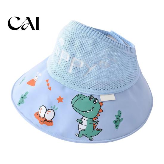 Foldable Quick Dry Hat Mesh Sun Hats for Kids, UV Protection Fishing with Cartoon Dinosaur Prints, Wide Breathable Infant Cap Brim Bucket Hat,