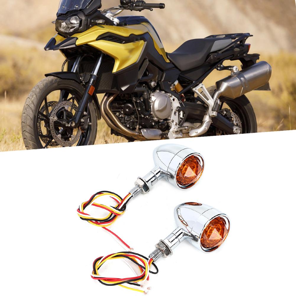 Motorcycle Dual Flashing Light Amber Red Running Turn Signal Brake Lamp Chrome Shell Yellow Lens