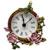 62KD Compact Vintage Desk Clock with Quiet Movement and Metal Florals Butterfly Pattern Decorative Mini Table Clock Gift