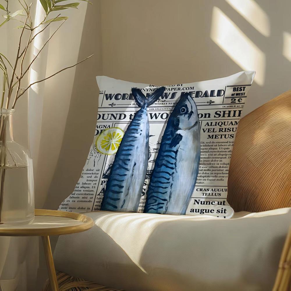 Colorful Sardine Lobster Pillow Case Pattern Printed Pillowcase for Living Room Sofa Cushion Cover  Bedroom Decor