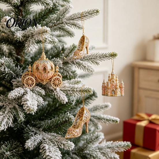 Dekoracyjny Sezonowy Wisiorek Magiczny Zamek Świąteczny Ozdoba Wisząca, Akrylowa Świąteczna Dekoracja Choinki do Stylowej Ozdoby Dekoracja Domowej Imprezy, 3D