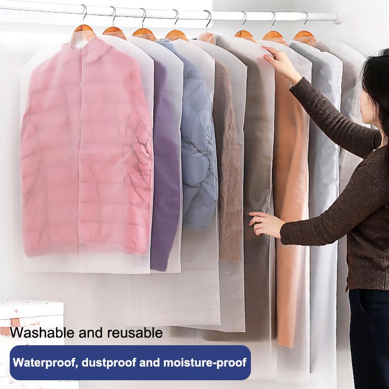 1Pcs Clothes Dust Cover White/Black Fully Enclosed Washable Dust Bag Peva Household Dust Cover With Zipper Coat Suit Cover