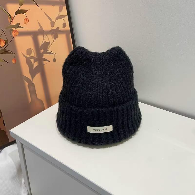 Korean Style Versatile Student Knitted Cap Outdoor Warm Pullover Cap Ear Protecting Woolen Cap