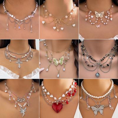 Accessories, Niche Design Sense Pearl Sweet Cool Y2k Butterfly Choker Summer Dopamine Necklace Women