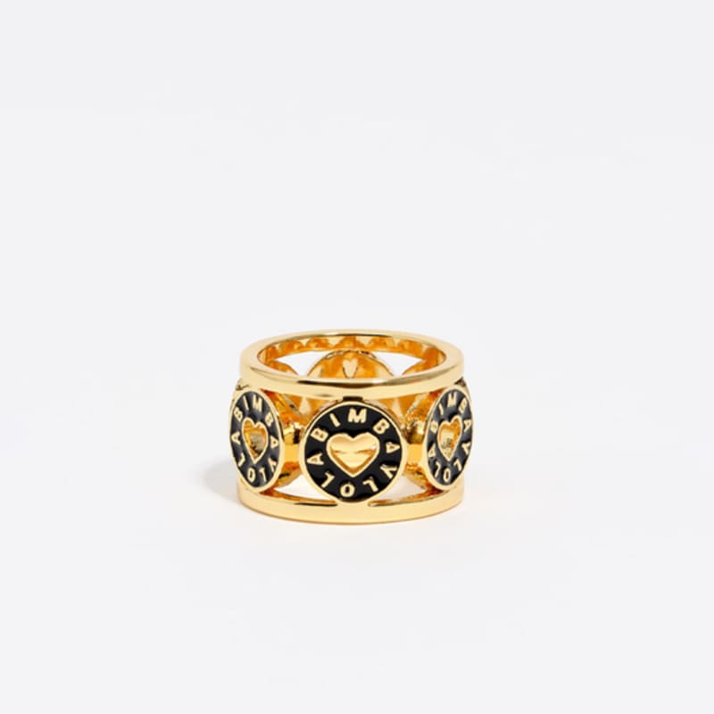 BIMBA Y LOLA [25FW] BIMBA Y LOLA Black Heart Logo Gold-Tone Metal Ring B256AIR007BKD