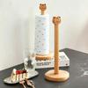 Paper Towel Holder Removable Shaft Kitchen Roll Organizer Durable Wood Non-Slip Base Multi-Use Shelf for Bathroom Kitchen