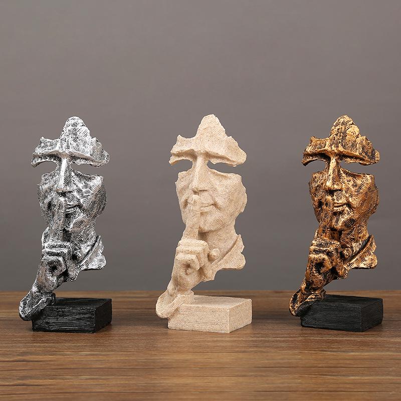 

Скандинавские абстрактные маски, фигурки, ретро, молчание - золото, смола, гостиная, кабинет