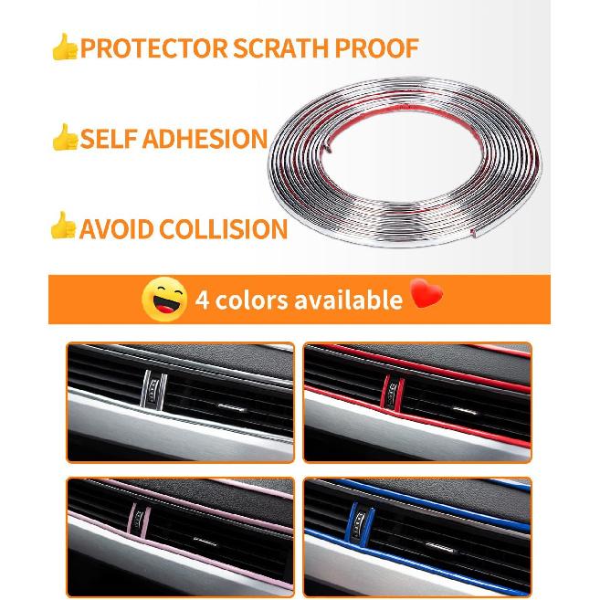 16Ft Chrome Car Trim Strip, Self-Adhesive Automotive Exterior And Interior Side Body Moulding, 1/4 Inch (6Mm) Scratch-Proof Silver DIY Accessories
