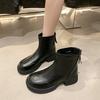 British style retro Martin boots women's 2025 new autumn and winter thin velvet short boots versatile thick-soled elastic thin boots