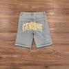 High Street Hip Hop Rhinestone Cross Straight Denim Knee Length Shorts