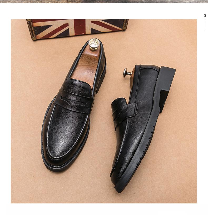 Men's British Style Slip-on Loafers: Comfortable, Breathable Business Casual Leather Shoes
