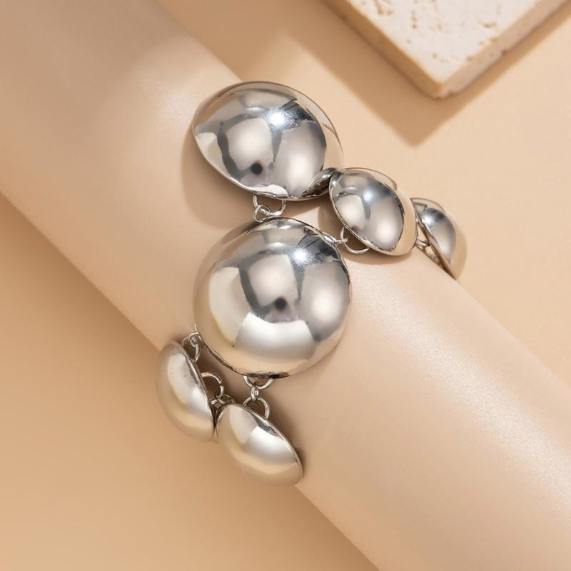 Elegant Metal Pendant Necklace Bracelet Stylish Round Pendant Necklace Unique Wristband Adornment Perfect For Gifting