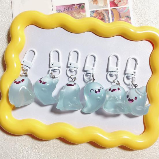 Glow in The Dark Ghost Keychain Set Small Resin Miniature Halloween Luminous Tiny Assorted Spooky Figurine