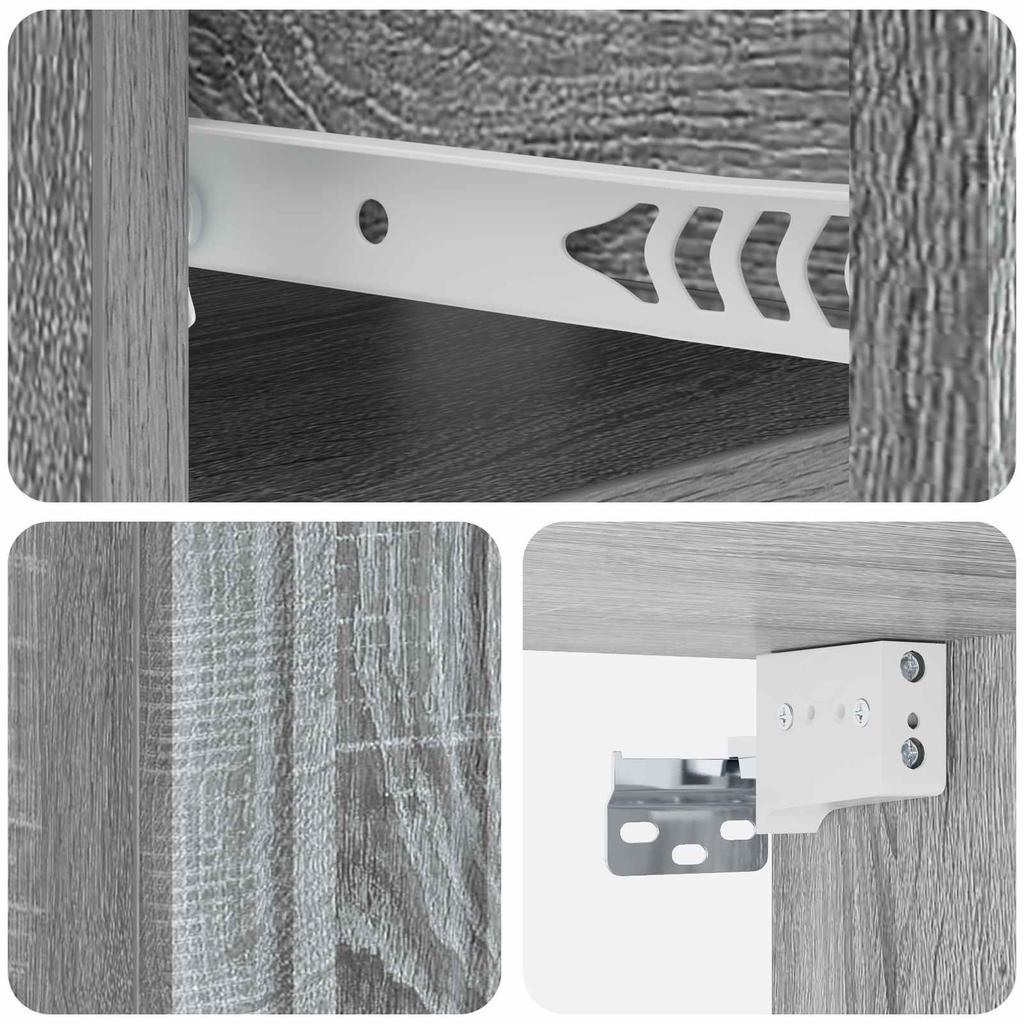 Wall Mounted Nightstand Grey Sonoma 49 x 34.5 x 24 cm