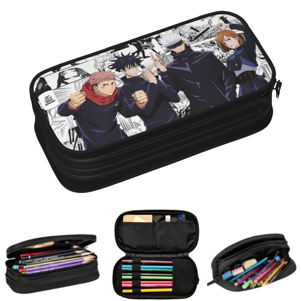 Jujutsu Kaisen Anime Pencil Cases for Student School Pen Box Pencil Bag Large Storage Pencil Pouch