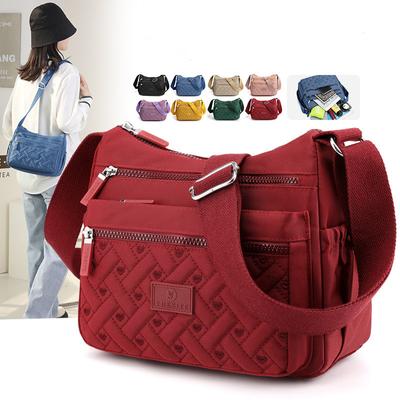 Women's Multi-compartment Shoulder Bag Creative Diamond Embroidery Thread Messenger Bag Large-capacity Water-repellent Nylon Bag