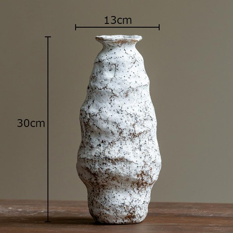 Mottled Coarse Ceramic Vase Vintage Handicrafts Plant Pot Table Decoration Flowers Arrangement Floral Vases Room Aesthetic Decor